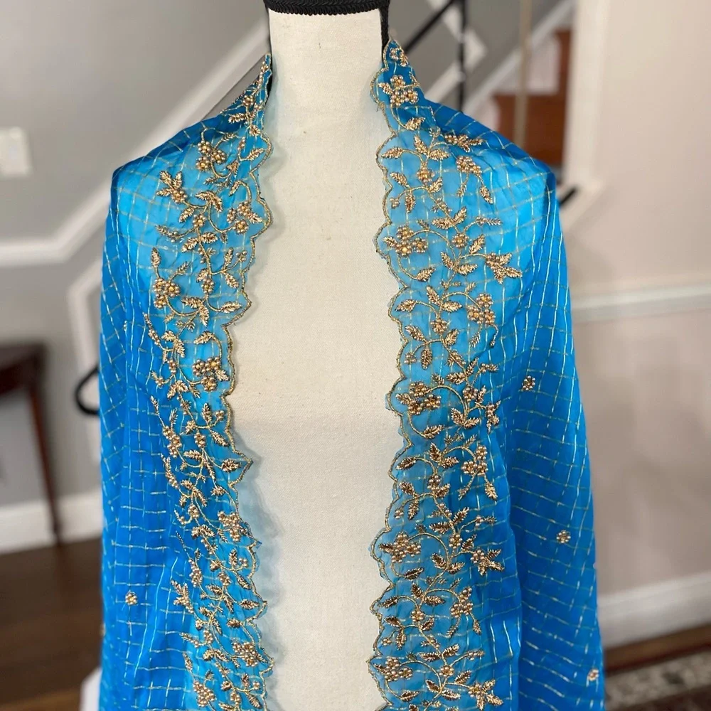 Mesh Beaded Embroidered Sequin Formalwear Dupattas